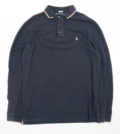 Jack Wills Men's Navy Long Sleeve Polo T-Shirt Size M Cotton Classic Fit