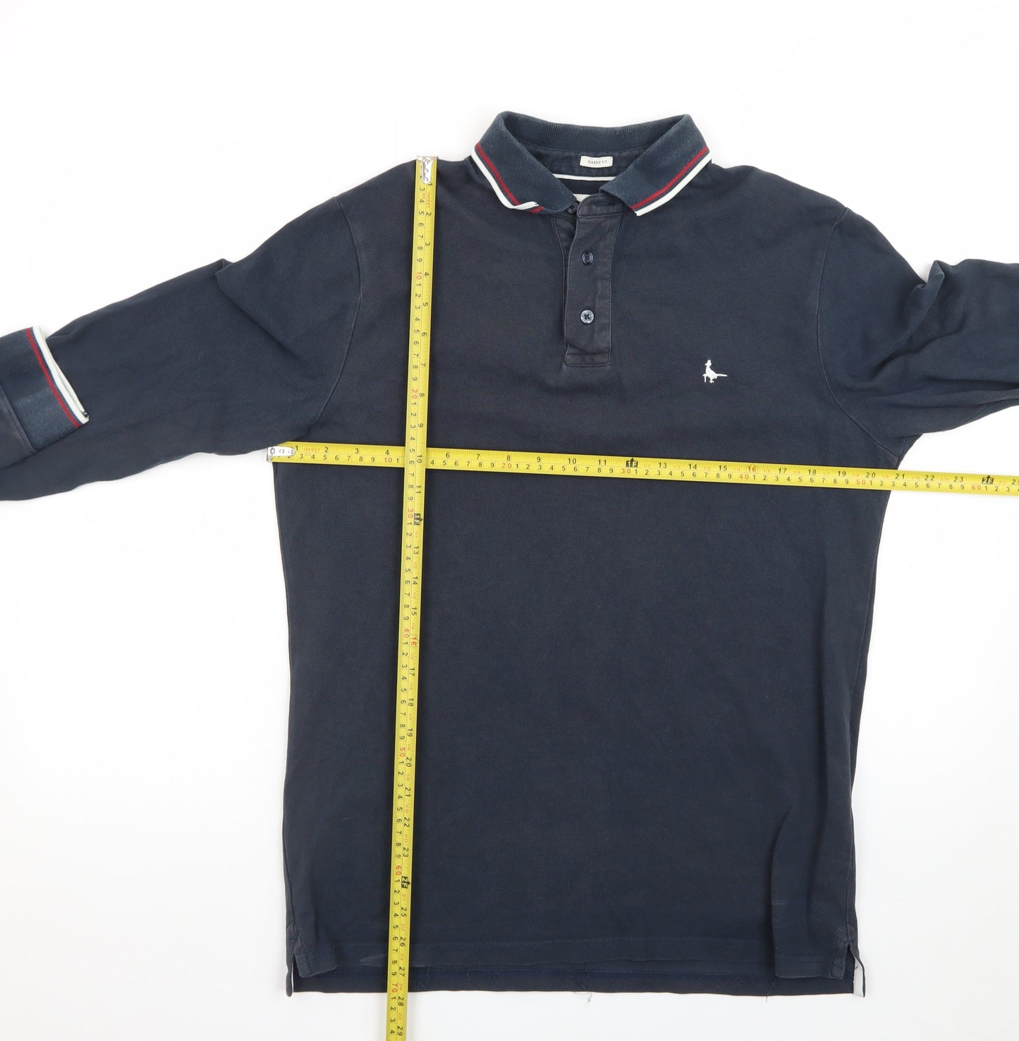 Jack Wills Men's Navy Long Sleeve Polo T-Shirt Size M Cotton Classic Fit
