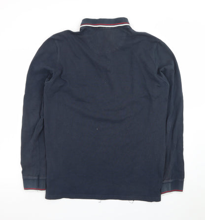 Jack Wills Men's Navy Long Sleeve Polo T-Shirt Size M Cotton Classic Fit