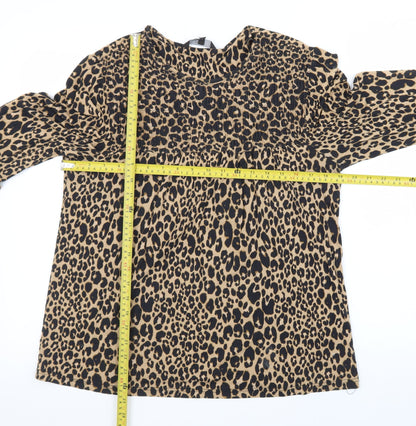 Next Women’s Brown Leopard Print Long Sleeve Tunic Blouse Size 12