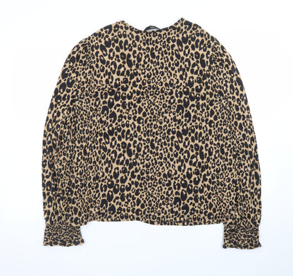 Next Women’s Brown Leopard Print Long Sleeve Tunic Blouse Size 12