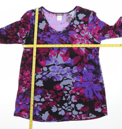 Kim & Co Women’s Multicoloured Floral Tunic Top Size L 3/4 Sleeve