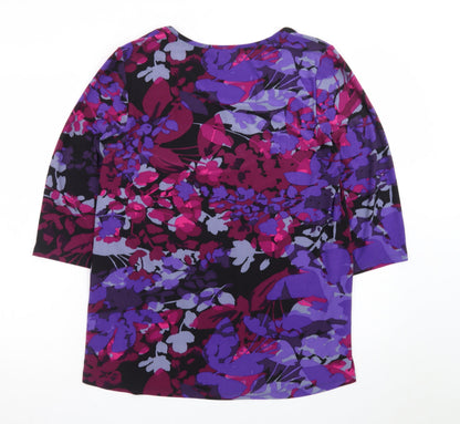 Kim & Co Women’s Multicoloured Floral Tunic Top Size L 3/4 Sleeve