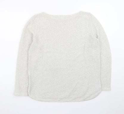 H&M Women Beige Cotton Knit Long Sleeve Pullover Top Size 12