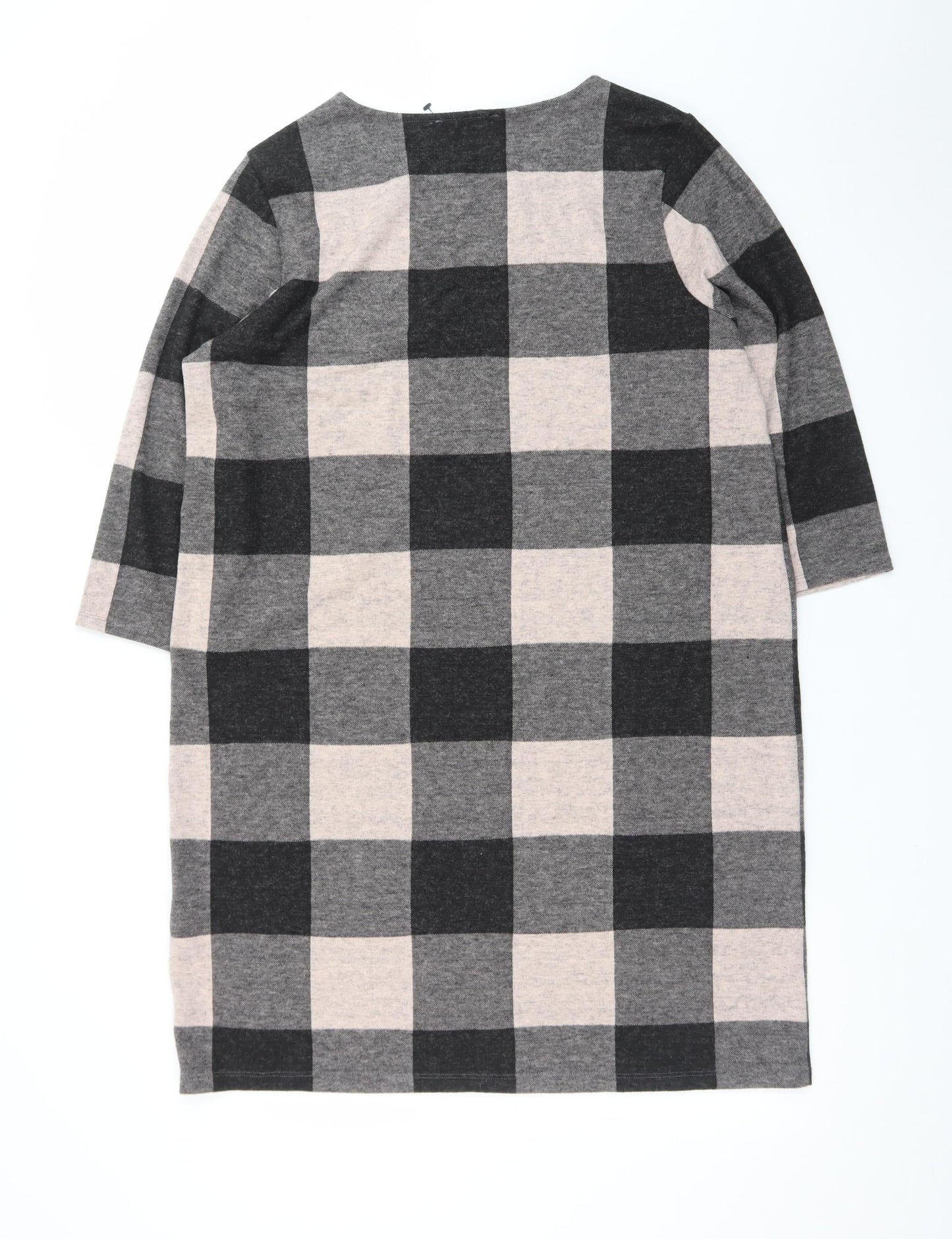 Marks and Spencer Women Grey Check Shift Dress Size 16 3/4 Sleeve