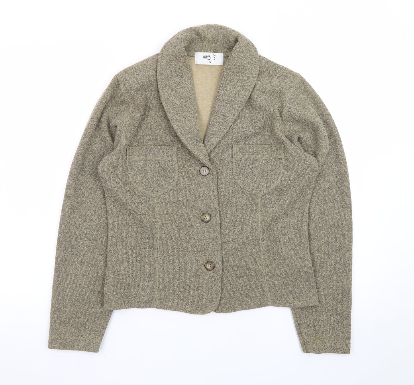 Wallis Women Beige Knit Button Cardigan Size 10 Classic Fit