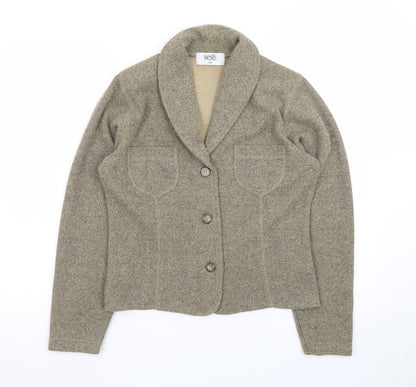 Wallis Women Beige Knit Button Cardigan Size 10 Classic Fit