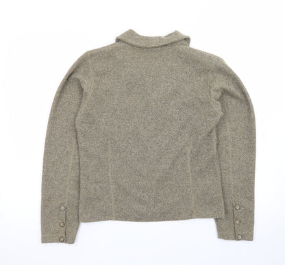 Wallis Women Beige Knit Button Cardigan Size 10 Classic Fit