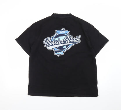 Mercier Men’s Black Graphic Sports T-Shirt Size L Cotton Crew Neck