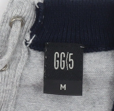GG5 Womens Grey Ringer Knit Lace-Up Back Short Sleeve T-Shirt M