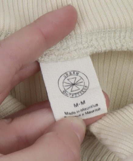 Urban Outfitters Women Beige Collared Full Zip Ribbed Cotton Jumper M
