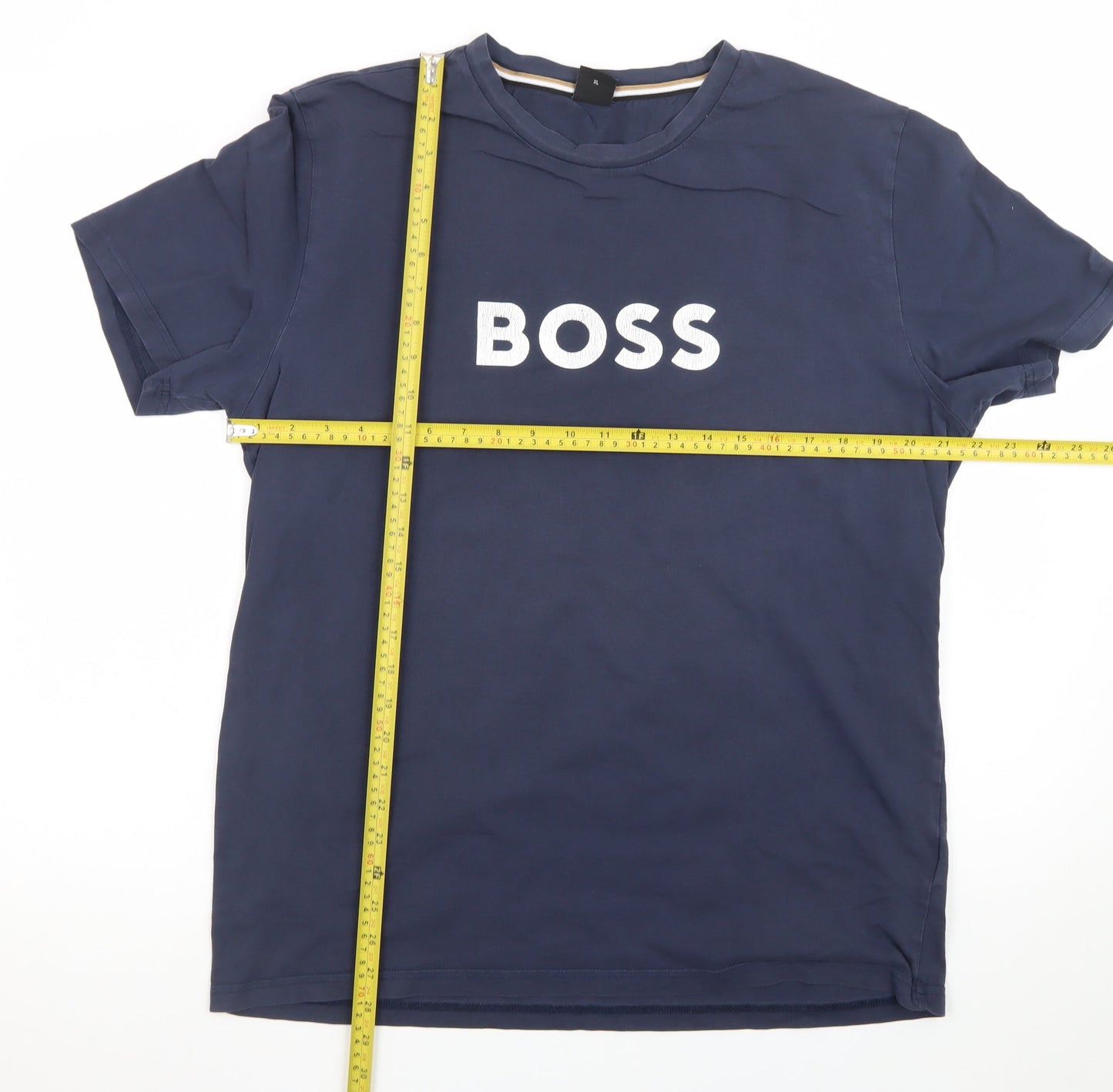 BOSS Men's Blue XL Crew Neck Cotton Logo T-Shirt
