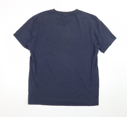 BOSS Men's Blue XL Crew Neck Cotton Logo T-Shirt