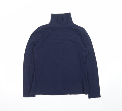 Seasalt Cornwall Women’s Blue Organic Cotton Roll Neck Top UK 12