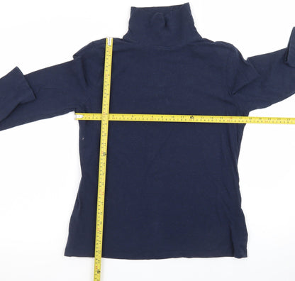Seasalt Cornwall Women’s Blue Organic Cotton Roll Neck Top UK 12