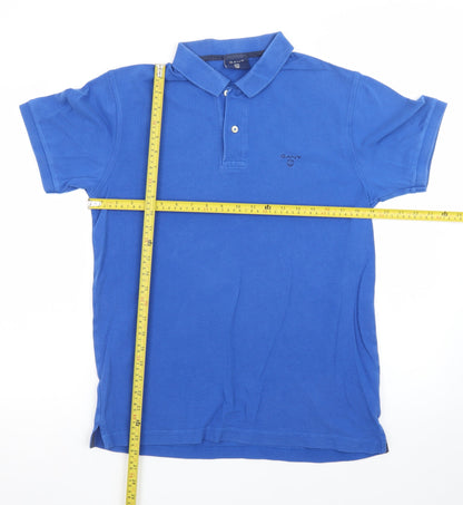 GANT Men’s Blue Cotton Short Sleeve Polo Shirt Medium