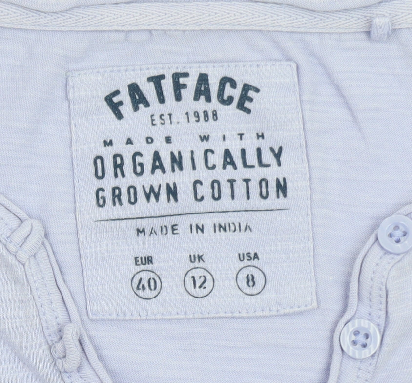 FatFace Womens Purple Henley 3/4 Sleeve Cotton T-Shirt Size 12