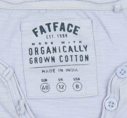 FatFace Womens Purple Henley 3/4 Sleeve Cotton T-Shirt Size 12