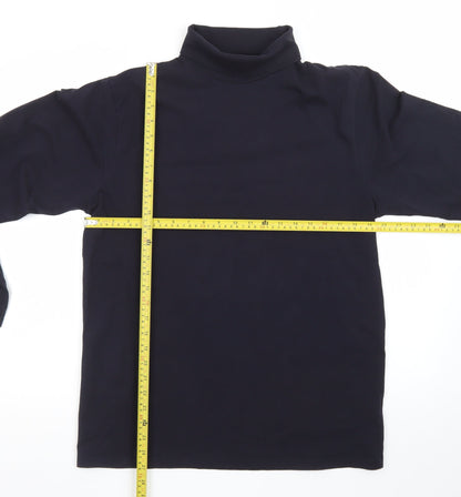 Henbury Men's Black Roll Neck Long Sleeve Cotton T-Shirt M