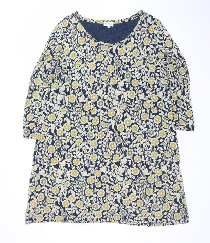 Mistral Womens Blue Floral Cotton Knee Length Shift Dress Size 18