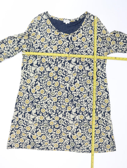 Mistral Womens Blue Floral Cotton Knee Length Shift Dress Size 18