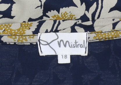Mistral Womens Blue Floral Cotton Knee Length Shift Dress Size 18
