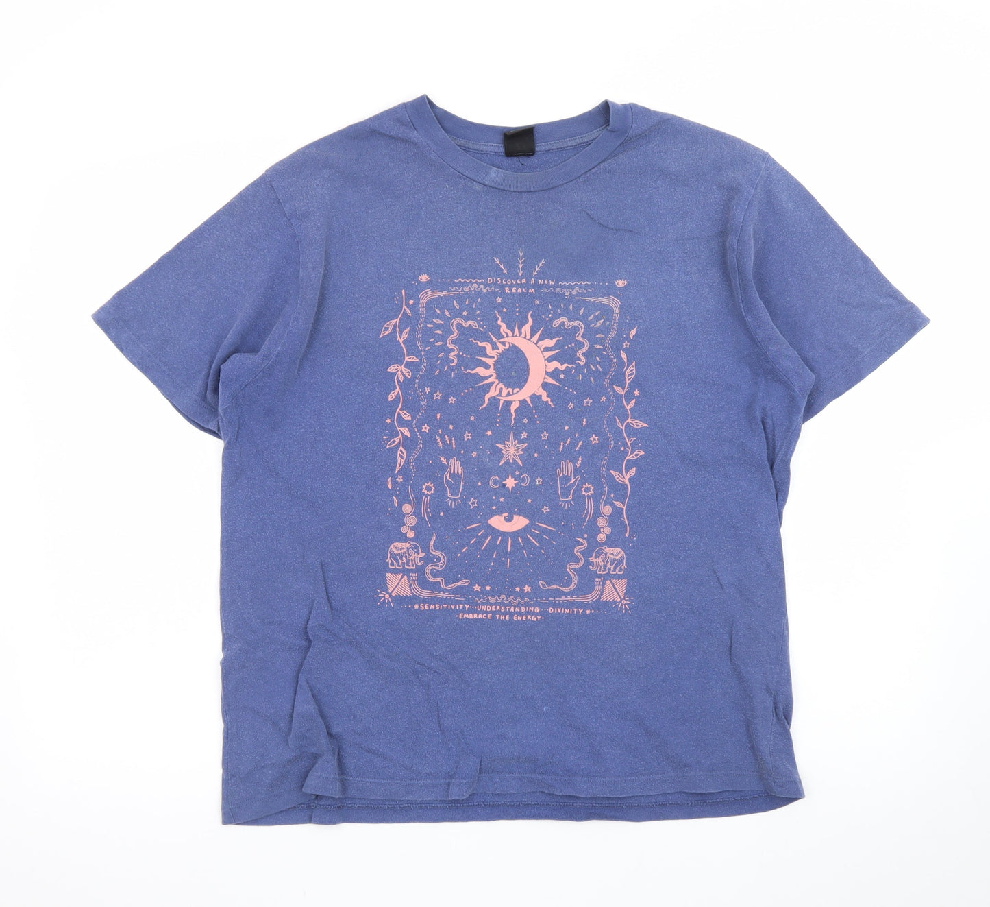 Urban Outfitters Men's Blue Cosmic Graphic Cotton T-Shirt Size M