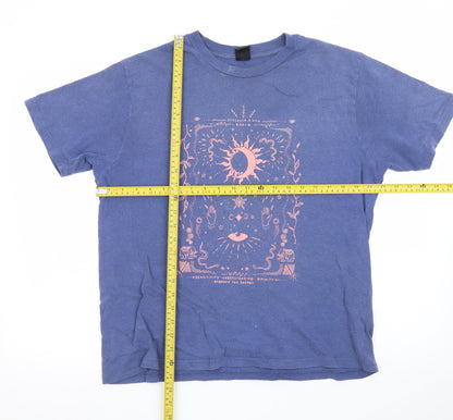 Urban Outfitters Men's Blue Cosmic Graphic Cotton T-Shirt Size M