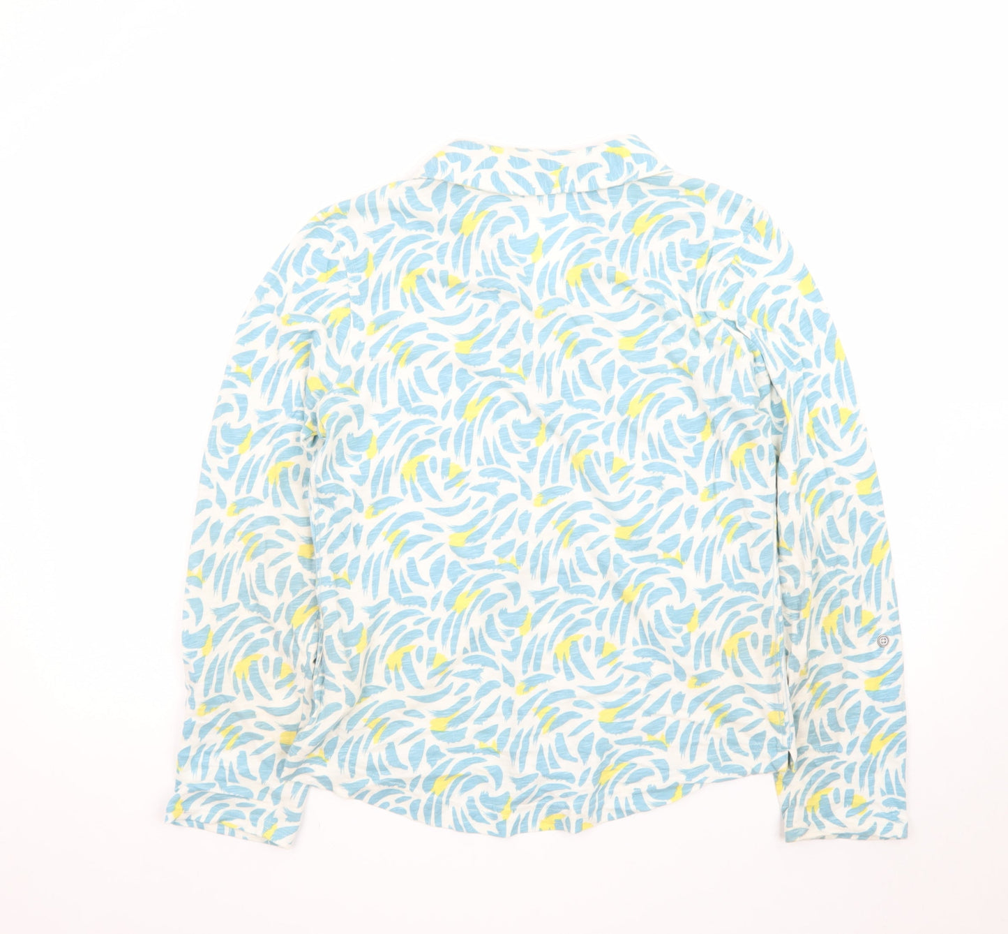 White Stuff Women's Blue Abstract Cotton Button-Up Shirt UK 10