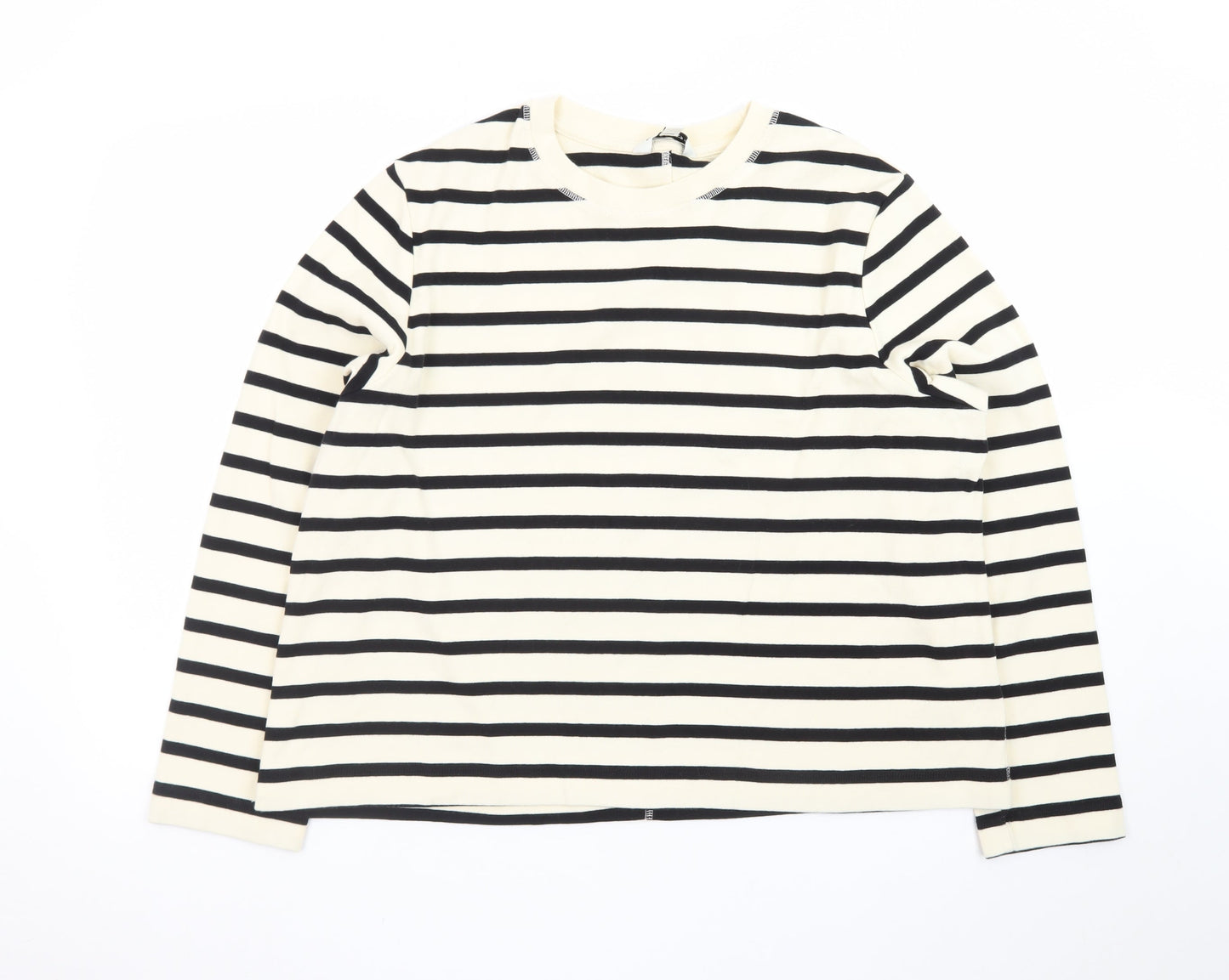 Marks and Spencer Women’s Black Striped Long Sleeve Cotton T-Shirt Size 18