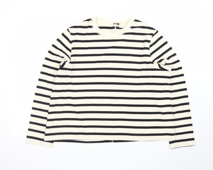 Marks and Spencer Women’s Black Striped Long Sleeve Cotton T-Shirt Size 18