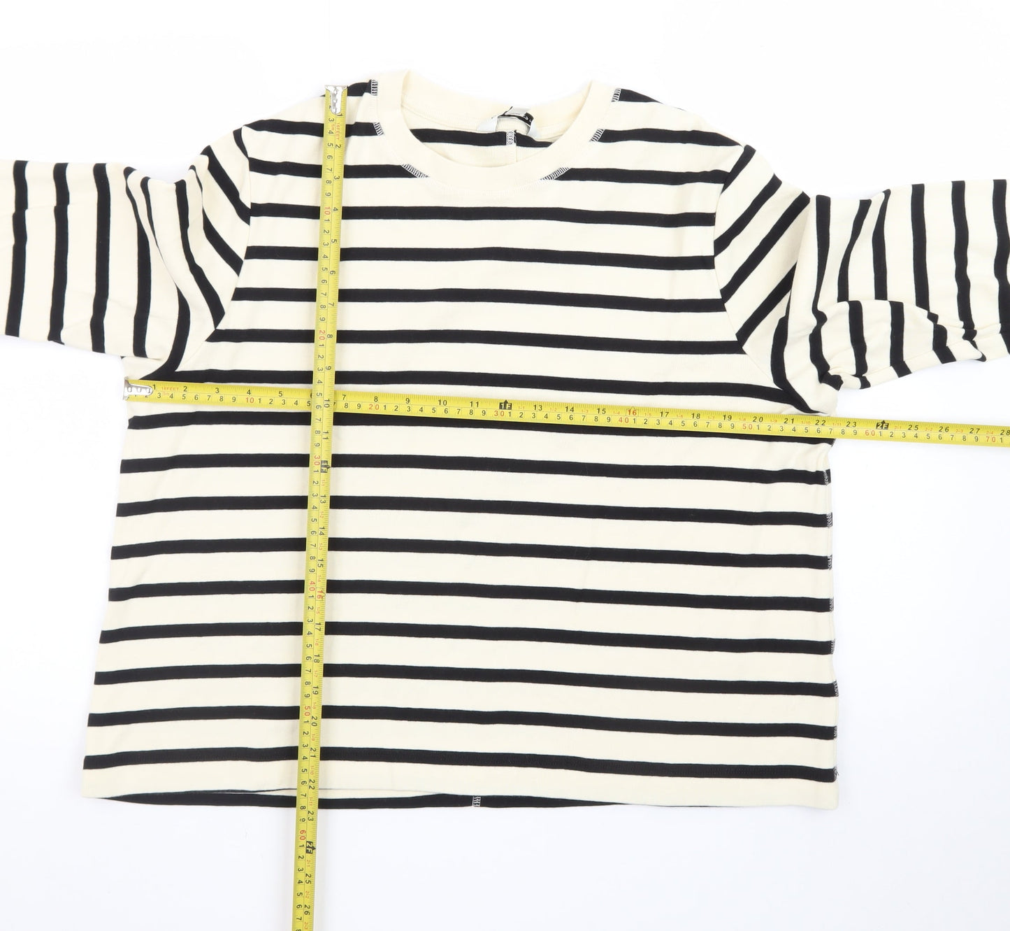 Marks and Spencer Women’s Black Striped Long Sleeve Cotton T-Shirt Size 18