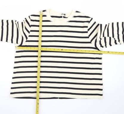 Marks and Spencer Women’s Black Striped Long Sleeve Cotton T-Shirt Size 18