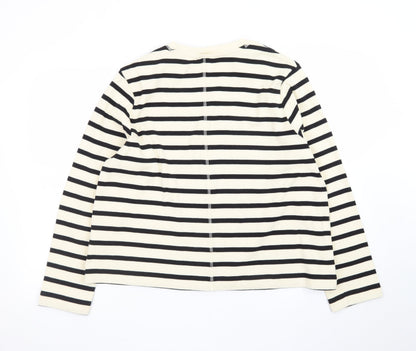 Marks and Spencer Women’s Black Striped Long Sleeve Cotton T-Shirt Size 18