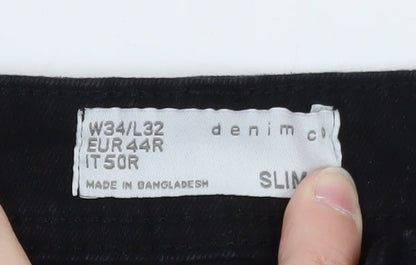Denim Co Men's Black Slim Fit Jeans Size W34 L32