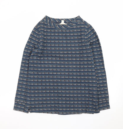 Seasalt Cornwall Women's Blue Fair Isle Organic Cotton Long Sleeve Top Size 8