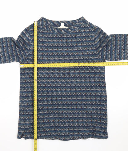 Seasalt Cornwall Women's Blue Fair Isle Organic Cotton Long Sleeve Top Size 8