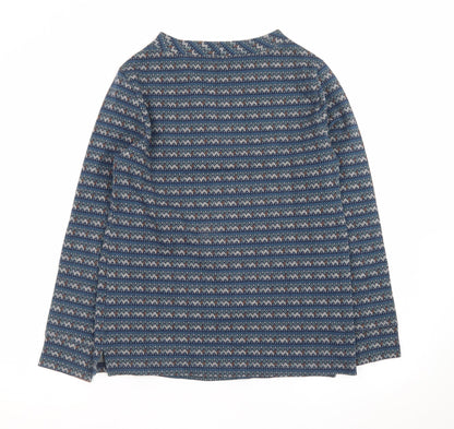 Seasalt Cornwall Women's Blue Fair Isle Organic Cotton Long Sleeve Top Size 8