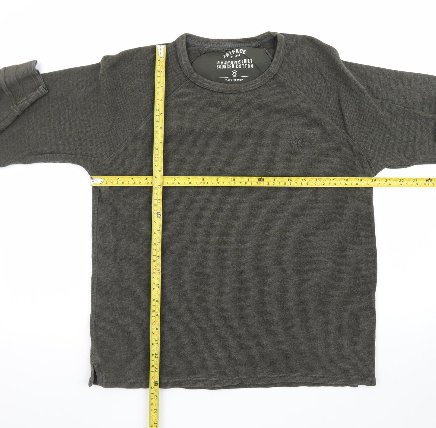 FatFace Men's Green Long Sleeve Regular Fit Cotton T-Shirt Size M