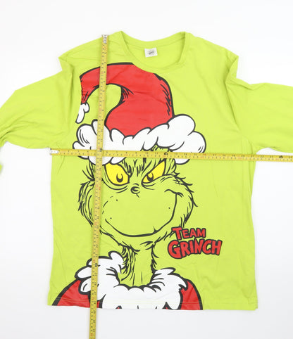 The Grinch Men's Green Long Sleeve Christmas Graphic T-Shirt Size L