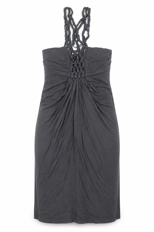 Warehouse Women's Black Size 10 Beaded Ruched Slip Dress