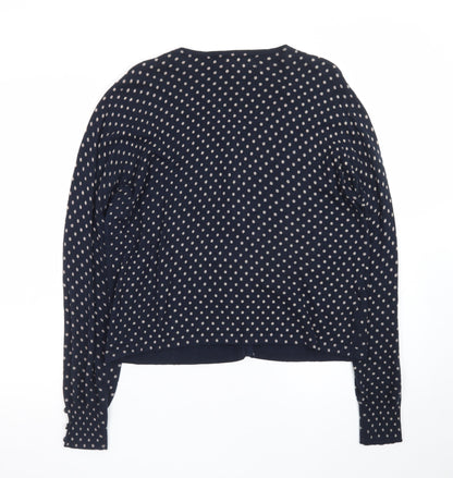 Next Women Blue Polka Dot Cardigan Size 14 Round Neck Knitwear