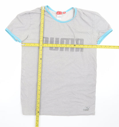 Puma Men's Grey Short Sleeve Crew Neck Logo T-Shirt Size M