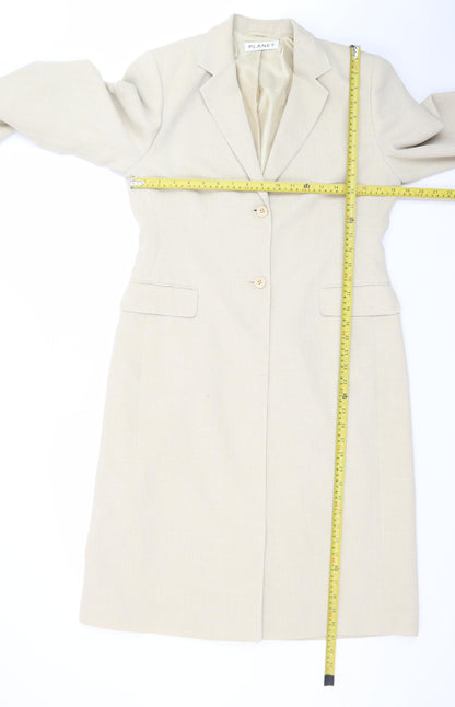 Planet Women Beige Size 12 Long Sleeve Collared Jacket Dress