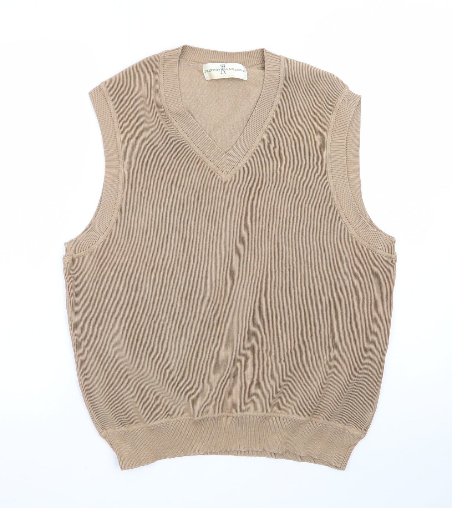 Fairway & Greene Men's Beige Cotton V-Neck Golf Vest L