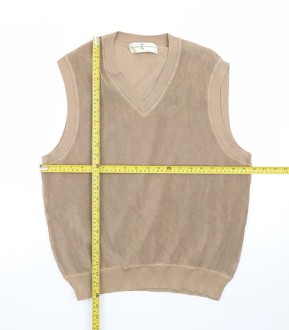 Fairway & Greene Men's Beige Cotton V-Neck Golf Vest L