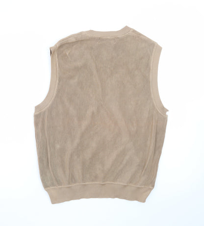 Fairway & Greene Men's Beige Cotton V-Neck Golf Vest L