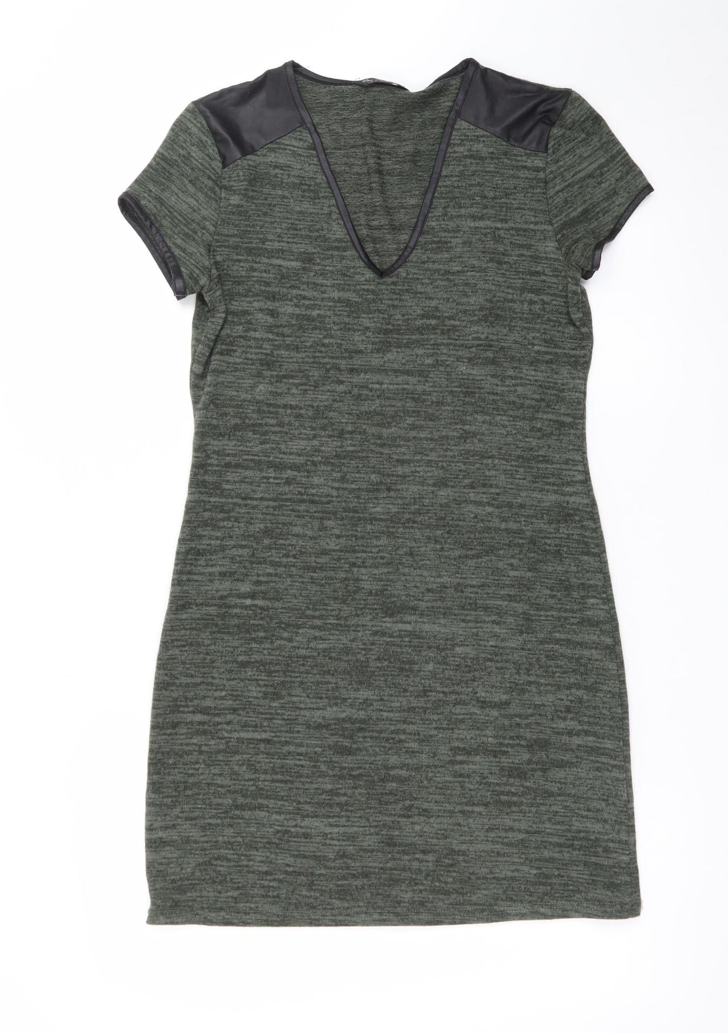 Miss Selfridge Women’s Green Bodycon Dress Size 8 Short Sleeve V-Neck