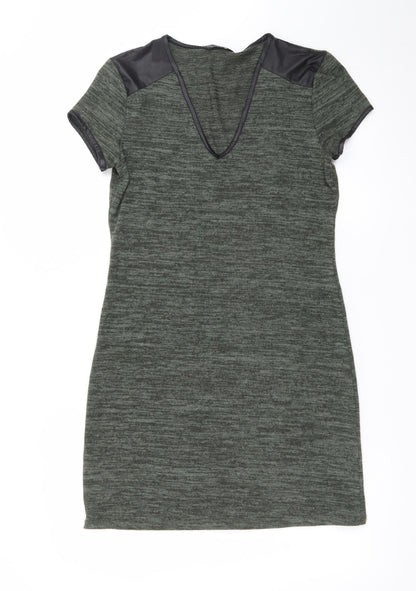 Miss Selfridge Women’s Green Bodycon Dress Size 8 Short Sleeve V-Neck