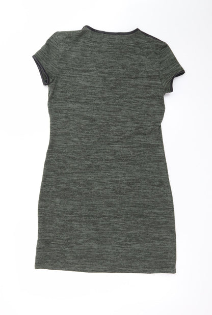 Miss Selfridge Women’s Green Bodycon Dress Size 8 Short Sleeve V-Neck